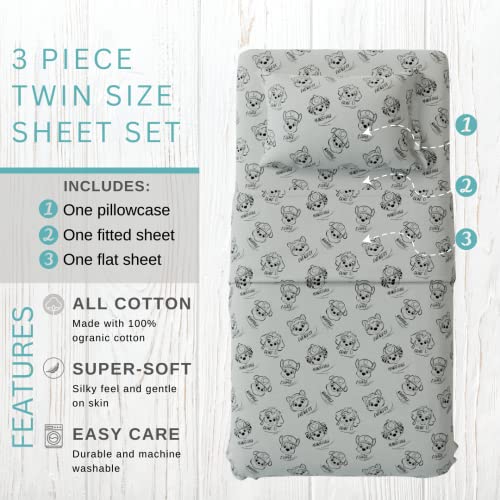 Franco Paw Patrol Kids Luxury Bedding Super Soft Premium Cotton 3 Piece Sheet Set, Twin, (Official Nickelodeon Product)