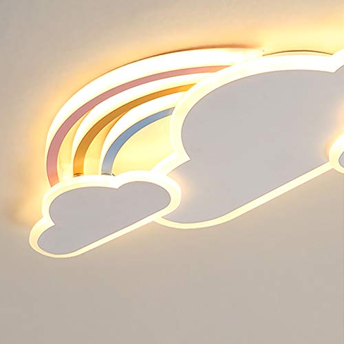 LITFAD White Rainbow Cloudy Ceiling Light Cartoon Metallic LED Flush-Mount Light Fixture Modern Creative Ceiling Lamp Pendant Lighting for Children's Room Kids Bedroom, White Light