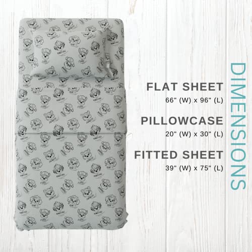 Franco Paw Patrol Kids Luxury Bedding Super Soft Premium Cotton 3 Piece Sheet Set, Twin, (Official Nickelodeon Product)