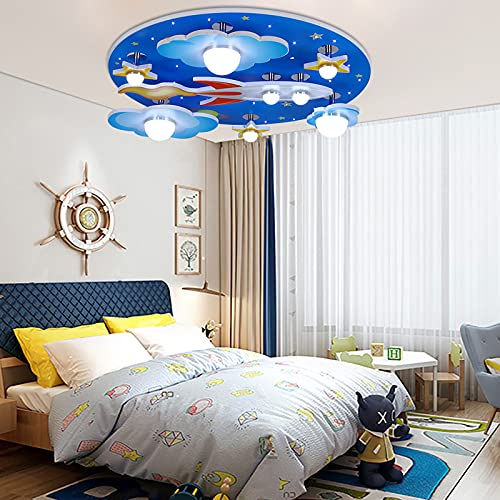 YIYIBYUS 35 Watts Modern Cartoon LED Ceiling Light Fixture Chandelier Lamp Kid's Room,LED Baby Lamp Light, Bedroom Environment, Cartoon Ceiling Lighting Lampshade,Universe, Stars, Boys and Girls