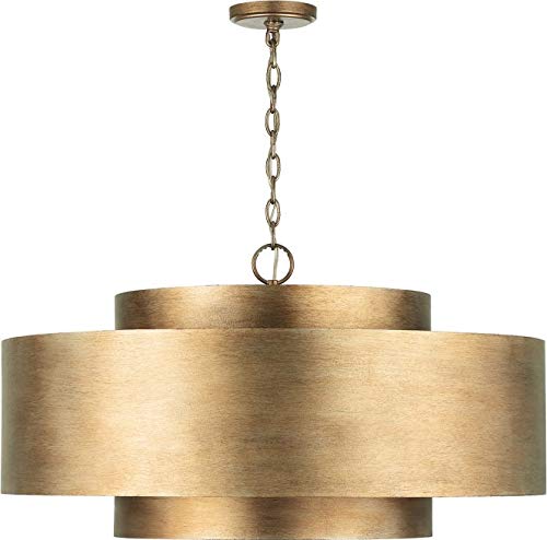 Capital Lighting 339091ML Jude Modern Geometric Bold Metal Drum Pendant, 9-Light 540 Total Watts, 17" H x 30" W, Mystic Luster