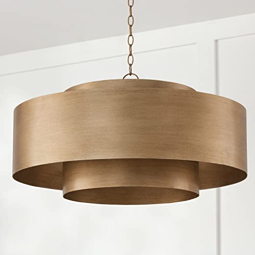 Capital Lighting 339091ML Jude Modern Geometric Bold Metal Drum Pendant, 9-Light 540 Total Watts, 17" H x 30" W, Mystic Luster