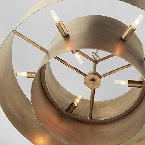 Capital Lighting 339091ML Jude Modern Geometric Bold Metal Drum Pendant, 9-Light 540 Total Watts, 17" H x 30" W, Mystic Luster