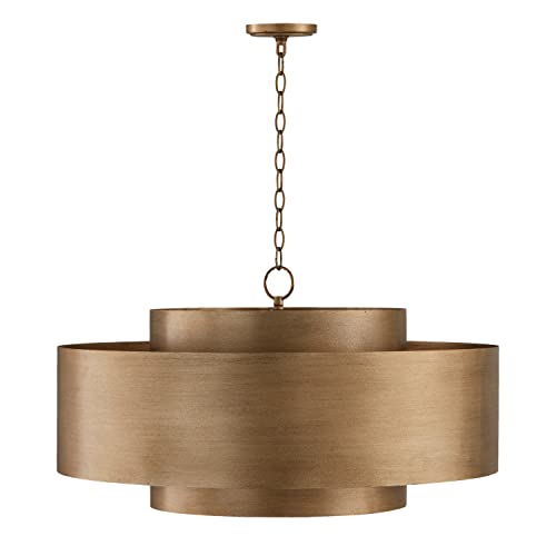 Capital Lighting 339091ML Jude Modern Geometric Bold Metal Drum Pendant, 9-Light 540 Total Watts, 17" H x 30" W, Mystic Luster