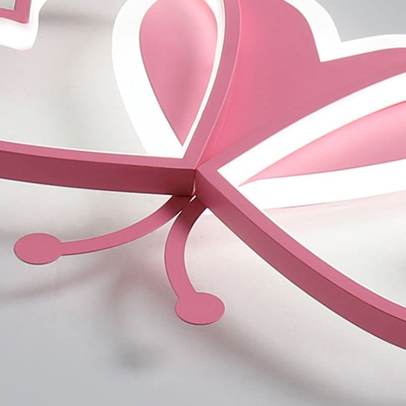 LITFAD Modern Ceiling Light Art Deco Lights Dimmable Ceiling Lamp Cartoon Lovely Kid Room 20" Lighting Fixture Butterfly Design LED Flush Mount Lighting for Boys and Girls, Third Gear Dimming-Pink