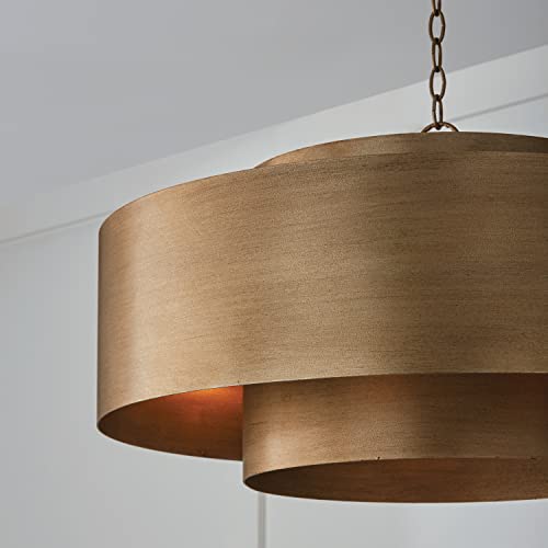 Capital Lighting 339091ML Jude Modern Geometric Bold Metal Drum Pendant, 9-Light 540 Total Watts, 17" H x 30" W, Mystic Luster
