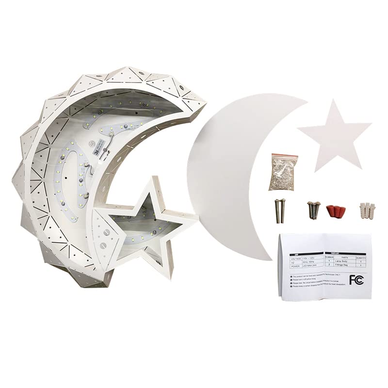 LightInTheBox Modern LED Flush Mount Ceiling Light, Moon Star Shape Close to Ceiling Lighting for Kids Living Room Bedroom Study Room 960lm White (Light Source: White)