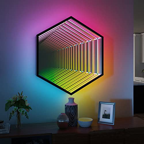 Tunnel Lamp , 3D Mirror Wall Hanging Lights ,3D Infinity Mirror Light Night Light for Christmas, Birthday Party, Kids Room, Living Room (Color:30cm)