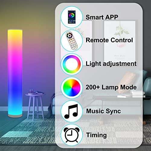 2 Pack Led Floor Lamp, Color Changing Standing Corner Lamps, Cool Light Kids Floor Lamp Work with Remote, Smart Dimmable Lighting Decoration Floor Lamps for Living Room, Bedroom and Gaming Room