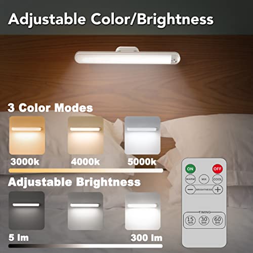 Bunk Bed Lights, 3 Colors 2400mAh 5W, Dimmable Touch 30 Led Light Bar with Remote Stick on Night Lamp for Kids, Wall Reading, Headboard, Bedroom, Rechargeable Under Cabinet Lighting