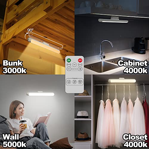 Bunk Bed Lights, 3 Colors 2400mAh 5W, Dimmable Touch 30 Led Light Bar with Remote Stick on Night Lamp for Kids, Wall Reading, Headboard, Bedroom, Rechargeable Under Cabinet Lighting