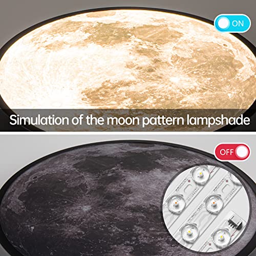 JFHTNFJ 41W LED Flush Mount Ceiling Light, 5000K Daylight White Moon Flat Panel Ceiling Light, 12 Inch Slim Close to Ceiling Lights Fixture for Bedroom/Kitchen/Hallway/Kids Room Lighting.
