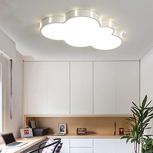 LITFAD Nordic Style Cloud LED Flush Mount Ceiling Light Baby Room Lighting Fixture Cartoon Design Ceiling Lamp with Acrylic Lampshade for Girls Bedroom,Kids Room,Children Bedroom - White Light