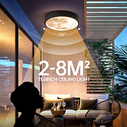 JFHTNFJ 41W LED Flush Mount Ceiling Light, 5000K Daylight White Moon Flat Panel Ceiling Light, 12 Inch Slim Close to Ceiling Lights Fixture for Bedroom/Kitchen/Hallway/Kids Room Lighting.