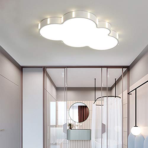 LITFAD Nordic Style Cloud LED Flush Mount Ceiling Light Baby Room Lighting Fixture Cartoon Design Ceiling Lamp with Acrylic Lampshade for Girls Bedroom,Kids Room,Children Bedroom - White Light