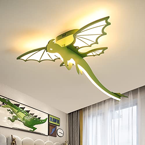 CEKUXPS Cartoon Dinosaur LED Ceiling Light Kids Flush Mount Ceiling Lamp Craetive Dinosaur Shape with Acrylic Lamp Shade Close to Ceiling Lighting Fixture for Bedroom Study Room