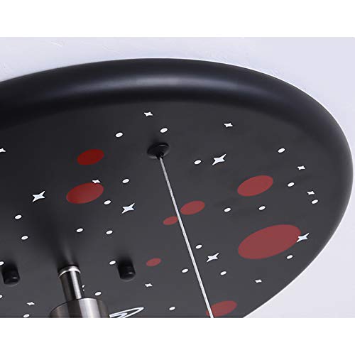 LITFAD Space Ship Kids Bedroom Ceiling Light with Astronaut Metal Creative Modern Semi Flush Ceiling Light 3 Lights LED Ceiling Lamp Pendant Lighting in Black for Children's Room Boys Room