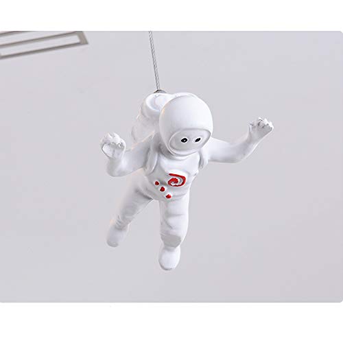 LITFAD Space Ship Kids Bedroom Ceiling Light with Astronaut Metal Creative Modern Semi Flush Ceiling Light 3 Lights LED Ceiling Lamp Pendant Lighting in Black for Children's Room Boys Room