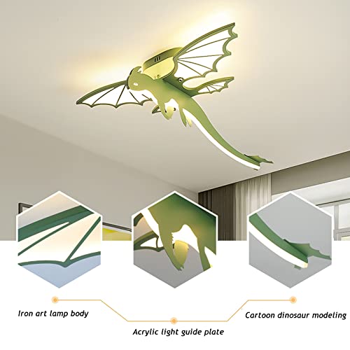 CEKUXPS Cartoon Dinosaur LED Ceiling Light Kids Flush Mount Ceiling Lamp Craetive Dinosaur Shape with Acrylic Lamp Shade Close to Ceiling Lighting Fixture for Bedroom Study Room