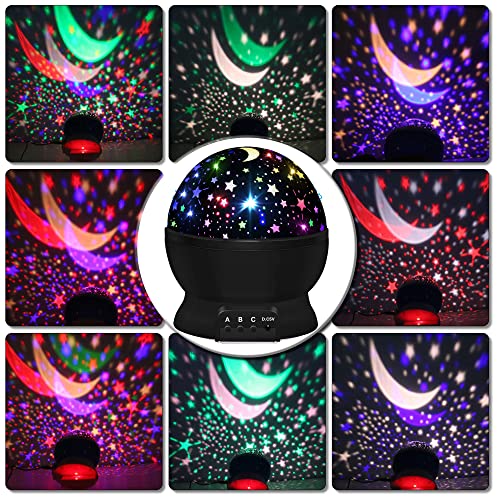 Night Light for Kids, Kids Night Light, Star Night Light Projector, Star Projector 360 Degree Rotation - 4 LED Bulbs 16 Light Color Changing with USB Cable,Lamp Ceiling Lights for Kids Bedroom