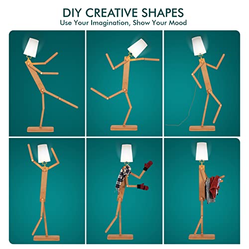 lamfurart Floor Lamp,Art Style Wood Floor Lamp, Creative Humanoid Large Floor Lamp as a Gift, Changeable Shape Floor Lamps for Living Room, Kids Room, Bedroom, Study & Office Room