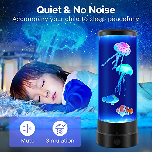 Jellyfish Lava Lamp, Color Changing Jellyfish Tank Aquarium Lamps, Bedroom Desktop Sleep Lamp, Night Light for Kids Room Decor, Relax Birthdays Christmas Gifts for Girls Boys Adults