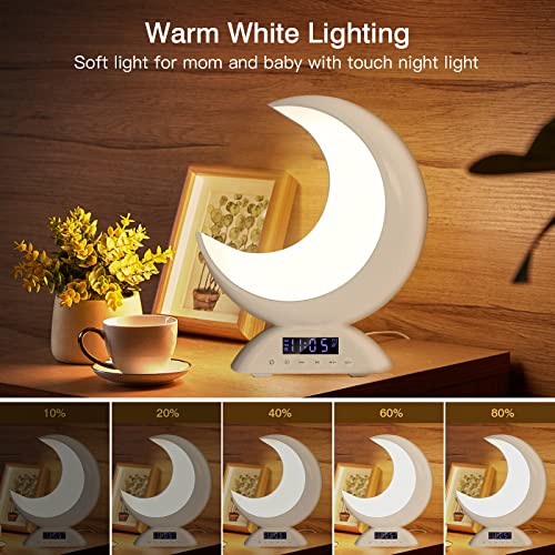 BRNEWO Bedroom Moon Lamp, RGB Color Changing Light with Scene Mode and Music Mode, Alarm Clock with Bluetooth Speaker, Suitable for Kids/Adults, Living Room Night Light Lighting Dimmable.