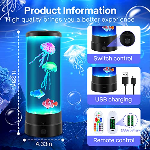 Jellyfish Lava Lamp, Color Changing Jellyfish Tank Aquarium Lamps, Bedroom Desktop Sleep Lamp, Night Light for Kids Room Decor, Relax Birthdays Christmas Gifts for Girls Boys Adults