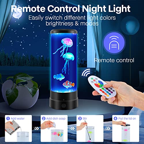 Jellyfish Lava Lamp, Color Changing Jellyfish Tank Aquarium Lamps, Bedroom Desktop Sleep Lamp, Night Light for Kids Room Decor, Relax Birthdays Christmas Gifts for Girls Boys Adults