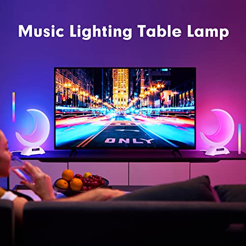 BRNEWO Bedroom Moon Lamp, RGB Color Changing Light with Scene Mode and Music Mode, Alarm Clock with Bluetooth Speaker, Suitable for Kids/Adults, Living Room Night Light Lighting Dimmable.