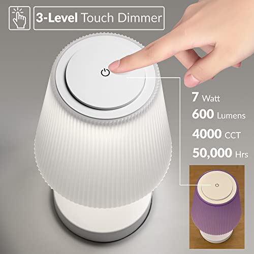 TW Lighting Purple Lamp for Girls Bedrooms - Modern Small Table Lamp for Bedroom, Bedside Nightstand, Nursery, Cute Kids Lamp with USB Charging Port, 3-Level Touch Dimmable Switch