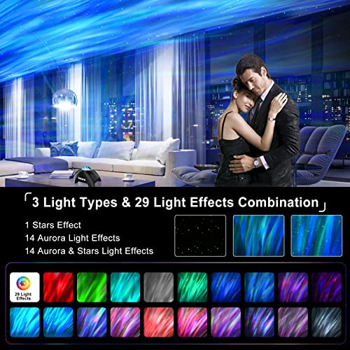 Vinwark Northern Lights Aurora Projector for Bedroom with Music Bluetooth Speaker and White Noise, Galaxy Projector, Starry Night Light Projectors for Kids Adults Gaming Room, Home Theater, Ceiling