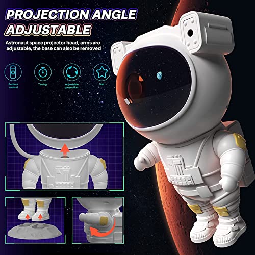 Astronaut Star Projector Night Light - Space Projector Galaxy Starry Nebula Ceiling Projection Lamp with Timer, Remote and 360°Adjustable, Gift for Kids Adults for Bedroom, Gaming Room Decor Aesthetic