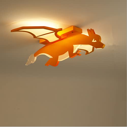LAKIQ Cartoon Dinosaur Shape Kids Bedroom LED Ceiling Light Modern Boys Room LED Chandelier Lighting Fixture Semi Flush Mount Ceiling Lamp for Boys Girls Bedroom Children Room (Orange, Warm Light)