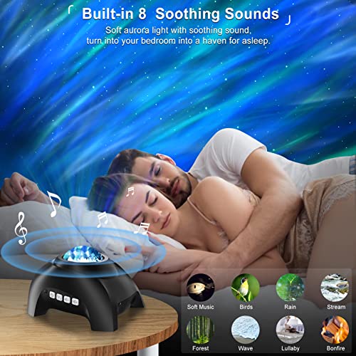 Vinwark Northern Lights Aurora Projector for Bedroom with Music Bluetooth Speaker and White Noise, Galaxy Projector, Starry Night Light Projectors for Kids Adults Gaming Room, Home Theater, Ceiling