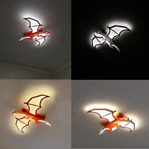 LAKIQ Cartoon Dinosaur Shape Kids Bedroom LED Ceiling Light Modern Boys Room LED Chandelier Lighting Fixture Semi Flush Mount Ceiling Lamp for Boys Girls Bedroom Children Room (Orange, Warm Light)