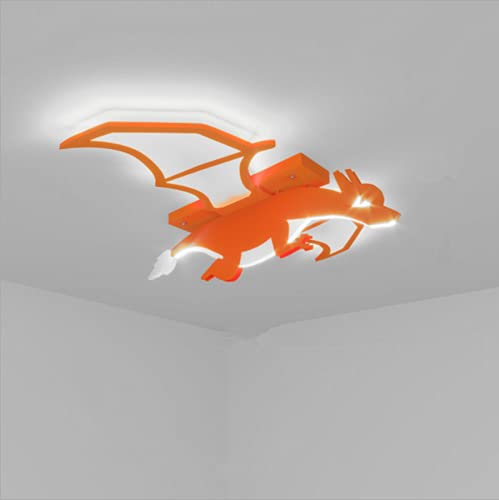 LAKIQ Cartoon Dinosaur Shape Kids Bedroom LED Ceiling Light Modern Boys Room LED Chandelier Lighting Fixture Semi Flush Mount Ceiling Lamp for Boys Girls Bedroom Children Room (Orange, Warm Light)