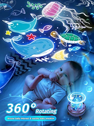 One Fire Night Light for Kids Room Decor, 72 Light Modes Sound Machine Baby Night Light Projector, Remote Timer Kids Night Lights for Bedroom, Rechargeable White Noise Kawaii Unicorns Gifts for Girls