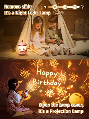 One Fire Night Light for Kids Room Decor, 72 Light Modes Sound Machine Baby Night Light Projector, Remote Timer Kids Night Lights for Bedroom, Rechargeable White Noise Kawaii Unicorns Gifts for Girls