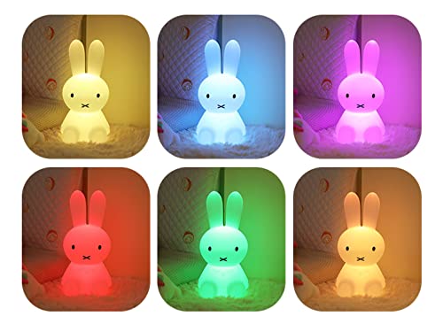 YUDA UNIQUE Cute Bunny Kids Night Light-Miffy Bunny Rabbit Light for Kids, Kawaii Colors for Bunny Lamp,16 Color Changing LED Lights Cute Lamps for Girls Baby Birthday Gifts (50cm)