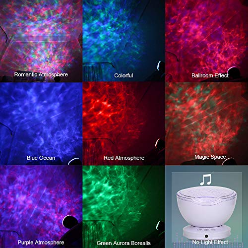ziziwin Ocean Wave Projector, 12 LED Remote Control Night Light Lamp Timer 8 Colors Changing LED Kids Night Light Projector Lamp for Baby Children Adult Bedroom Living Room and Party Decorations