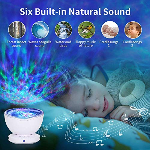 ziziwin Ocean Wave Projector, 12 LED Remote Control Night Light Lamp Timer 8 Colors Changing LED Kids Night Light Projector Lamp for Baby Children Adult Bedroom Living Room and Party Decorations