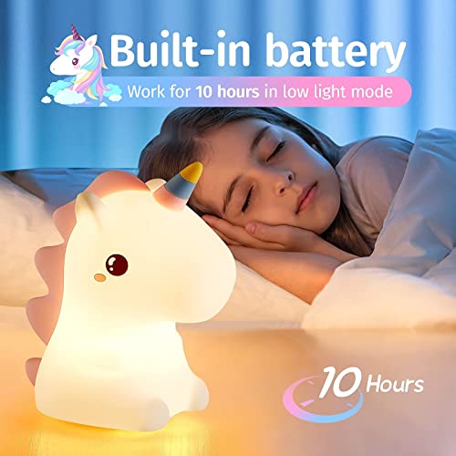 Mubarek Unicorn Night Light for Kids Lamp,16 Colors Kids Night Light Cute Lamp, Silicone Rechargeble Baby Night Light, Kawaii Unicorn Kids Night Lights for Bedroom, Unicorns Gifts for Girls Room Decor