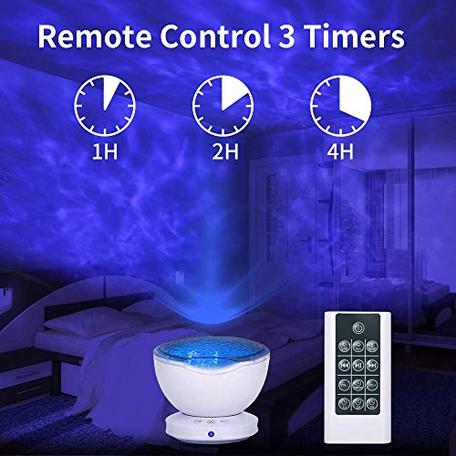 ziziwin Ocean Wave Projector, 12 LED Remote Control Night Light Lamp Timer 8 Colors Changing LED Kids Night Light Projector Lamp for Baby Children Adult Bedroom Living Room and Party Decorations
