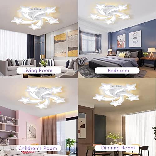 Bevenus LED Modern Ceiling Light Fixture,5 Heads Flush Mount LED Dimmable Chandelier, Ceiling Lamp with Remote/App Control. for Kid's Room,Bedroom,Living Room,Hall,Dining Room,Etc.ø12.2″/50w.