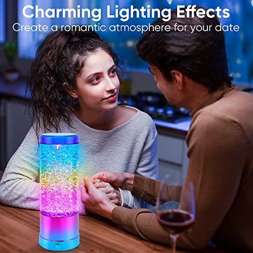 Lava Lamp, Rainbow Glitter Lamps with Automatic Color Changing and Clear Liquid, USB Cable/Battery Powered Home Decoration Lamp, Perfect Room Decor for Kids Teens Adults Birthday Gift Party (Blue)