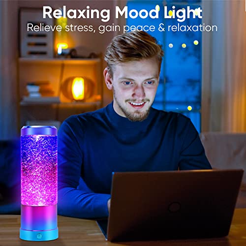 Lava Lamp, Rainbow Glitter Lamps with Automatic Color Changing and Clear Liquid, USB Cable/Battery Powered Home Decoration Lamp, Perfect Room Decor for Kids Teens Adults Birthday Gift Party (Blue)