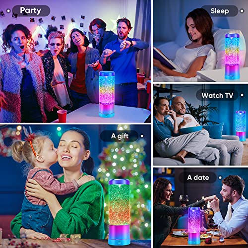 Lava Lamp, Rainbow Glitter Lamps with Automatic Color Changing and Clear Liquid, USB Cable/Battery Powered Home Decoration Lamp, Perfect Room Decor for Kids Teens Adults Birthday Gift Party (Blue)