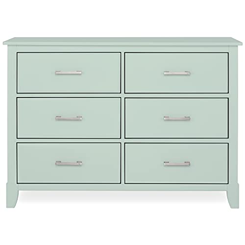 Dream On Me Universal Double Dresser in Light Grey, Kids Bedroom Dresser, Six Drawers, Mid-Century Modern, Made of Solid Pinewood, Easy Assembly