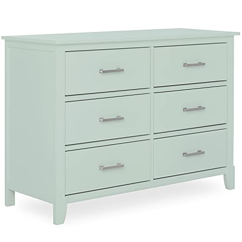 Dream On Me Universal Double Dresser in Light Grey, Kids Bedroom Dresser, Six Drawers, Mid-Century Modern, Made of Solid Pinewood, Easy Assembly